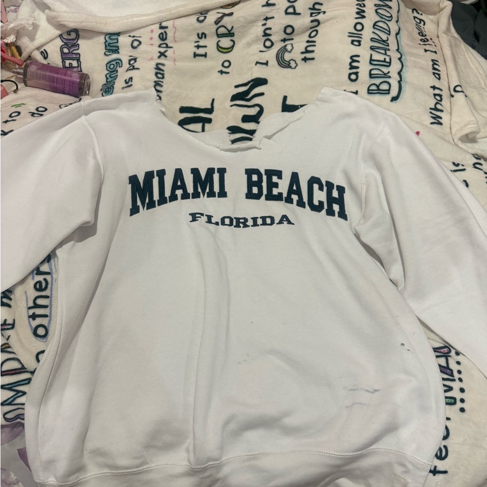 White Miami Beach Florida Sweatshirt